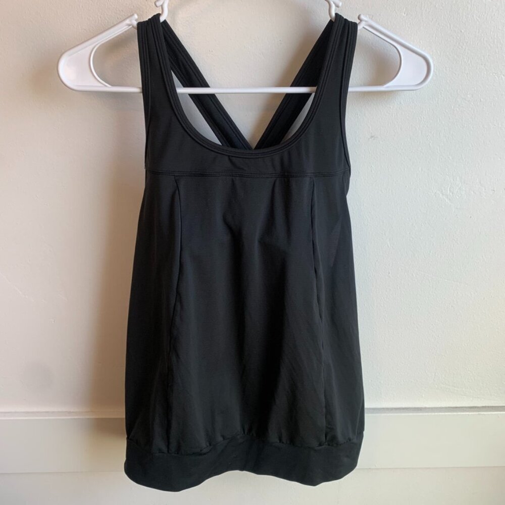 Prana Black Thin Striped Cross Back Tank Top